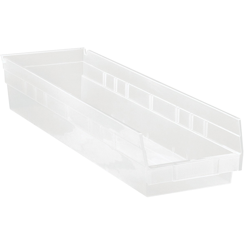 Shelf Bins, 6-5/8" W x 4" H x 23-5/8" D, Clear, 50 lbs. Capacity Waymarc Industries Inc