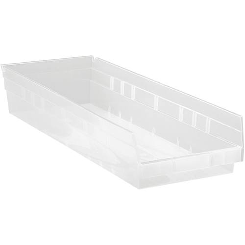 Shelf Bins, 8-3/8" W x 4" H x 23-5/8" D, Clear, 50 lbs. Capacity Waymarc Industries Inc