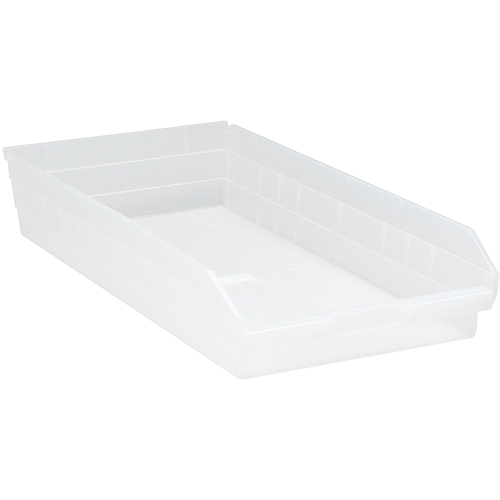 Shelf Bins, 11-1/8" W x 4" H x 23-5/8" D, Clear, 50 lbs. Capacity Waymarc Industries Inc
