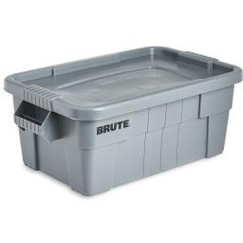 Brute Storage Tote with Lid, 27.88” D x 16.5” W x 10.7" H, 112 llbs. Capacity, Grey Waymarc Industries Inc