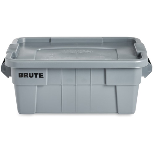 Brute Storage Tote with Lid, 27.88” D x 16.5” W x 10.7" H, 112 llbs. Capacity, Grey Waymarc Industries Inc