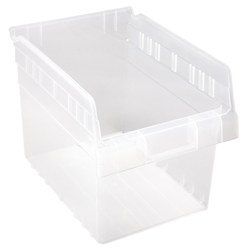 Store-Max Shelf Bins, 8-3/8" W x 8" H x 11-5/8" D, Clear, 44 lbs. Capacity Waymarc Industries Inc