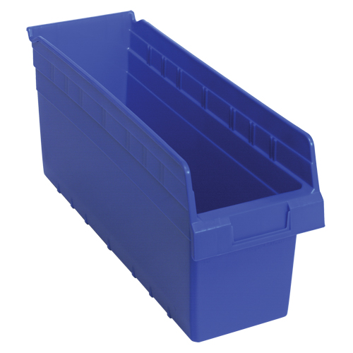 Store-Max Shelf Bins, 6-5/8" W x 8" H x 17-7/8" D, Blue, 56 lbs. Capacity Waymarc Industries Inc