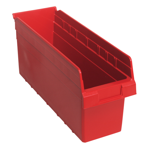 Store-Max Shelf Bins, 6-5/8" W x 8" H x 17-7/8" D, Red, 56 lbs. Capacity Waymarc Industries Inc