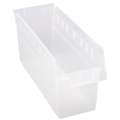 Store-Max Shelf Bins, 6-5/8" W x 8" H x 17-7/8" D, Clear, 56 lbs. Capacity Waymarc Industries Inc