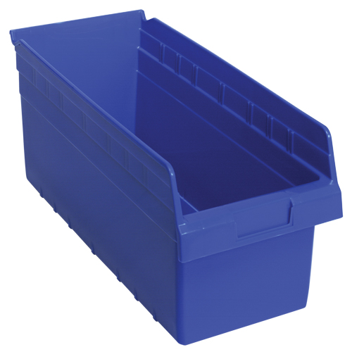 Store-Max Shelf Bins, 8-3/8" W x 8" H x 17-7/8" D, Blue, 56 lbs. Capacity Waymarc Industries Inc