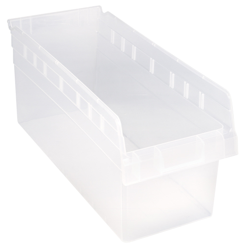 Store-Max Shelf Bins, 8-3/8" W x 8" H x 17-7/8" D, Clear, 56 lbs. Capacity Waymarc Industries Inc