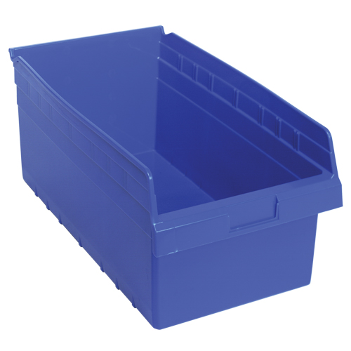 Store-Max Shelf Bins, 11-1/8" W x 8" H x 17-7/8" D, Blue, 56 lbs. Capacity Waymarc Industries Inc