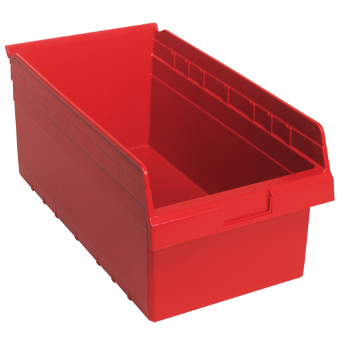 Store-Max Shelf Bins, 11-1/8" W x 8" H x 17-7/8" D, Red, 56 lbs. Capacity Waymarc Industries Inc
