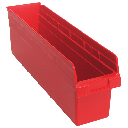 Store-Max Shelf Bins, 6-5/8" W x 8" H x 23-5/8" D, Red, 68 lbs. Capacity Waymarc Industries Inc