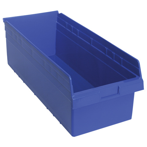 Store-Max Shelf Bins, 11-1/8" W x 8" H x 23-5/8" D, Blue, 68 lbs. Capacity Waymarc Industries Inc