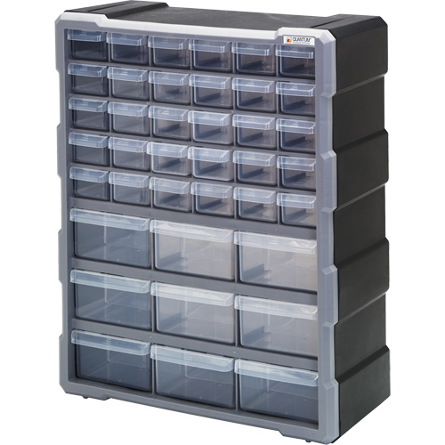 Armoire &agrave; tiroir, Plastique, 39 tiroirs, 15" x 6-1/4" x 18-3/4", Noir Waymarc Industries Inc