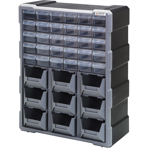 Armoire &agrave; tiroir, Plastique, 39 tiroirs, 15" x 6-1/4" x 18-3/4", Noir Waymarc Industries Inc