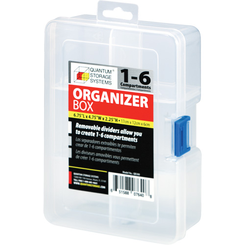 Plastic Compartment Box, 4.75" W x 6.75" D x 2.25" H, 6 Compartments Waymarc Industries Inc
