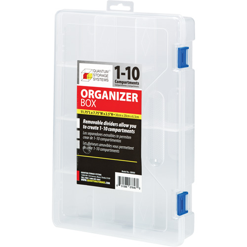 Boîte &agrave; compartiments en plastique, 7,75" la x 11,75" p x 2,2" h, 10 compartiments Waymarc Industries Inc