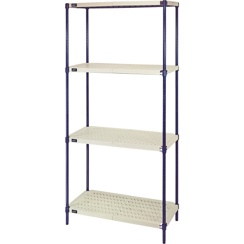 &eacute;tag&egrave;re en fils m&eacute;talliques avec tablettes en plastique, Cadre en fils m&eacute;talliques avec tablettes en plastique, Sans boulons, Capacit&eacute; 600 lb, 30" la x 72" h x 18" p Waymarc Industries Inc