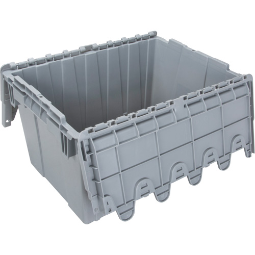 Flip Top Plastic Distribution Container, 21.65" x 15.5" x 12.5", Grey Waymarc Industries Inc