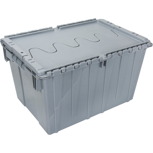 Flip Top Plastic Distribution Container, 21.65" x 15.5" x 12.5", Grey Waymarc Industries Inc