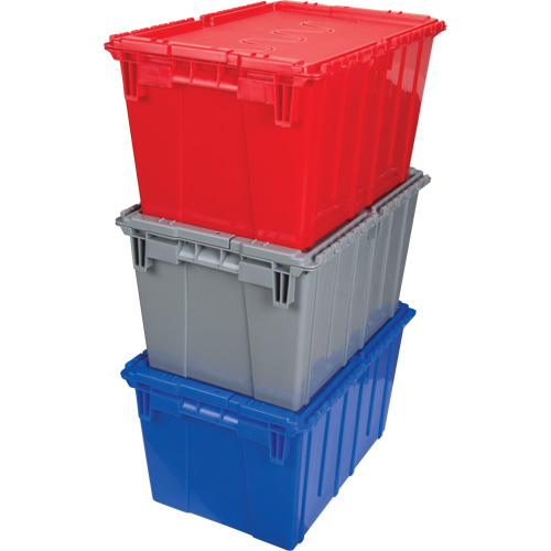 Flip Top Plastic Distribution Container, 21.65" x 15.5" x 12.5", Grey Waymarc Industries Inc