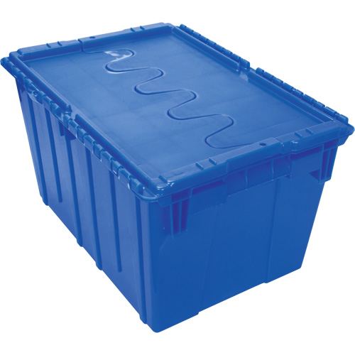 Flip Top Plastic Distribution Container, 21.65" x 15.5" x 12.5", Blue Waymarc Industries Inc
