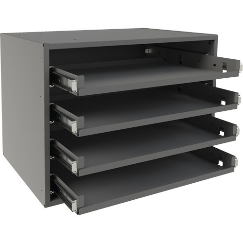 Support &agrave; petit roulement, Acier, 4 compartiments, 15-9/16" la x 11-7/8" p, 11-5/16" h, Gris Waymarc Industries Inc