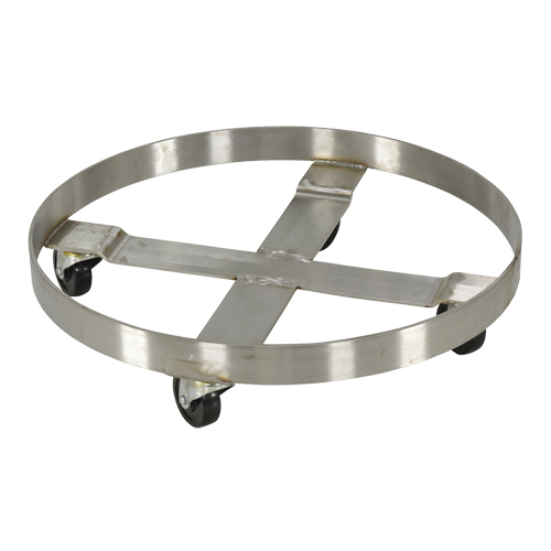 Chariots pour barils, Acier inoxydable, Capacit&eacute;e 800 lb, Diam&egrave;tre 23-1/4", Roue en Caoutchouc Waymarc Industries Inc