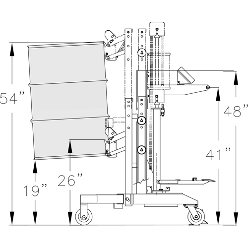 Ergonomic Drum Handler Scale Model - DM-1100-S, 30 - 85 US Gal. (25 - 70 Imperial Gal.) Waymarc Industries Inc