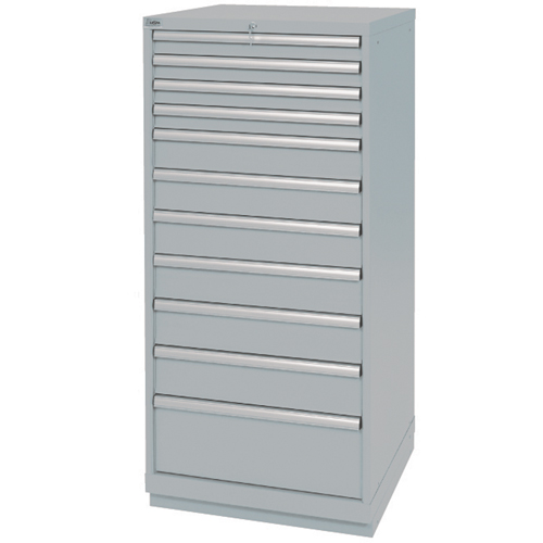 Drawer Cabinets, 11 Drawers, 28-1/4" W x 28-1/2" D x 59-1/2" H, Grey Waymarc Industries Inc