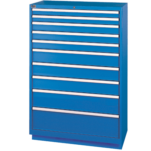 Drawer Cabinets, 10 Drawers, 40-1/4" W x 22-1/2" D x 59-1/2" H, Bright blue Waymarc Industries Inc