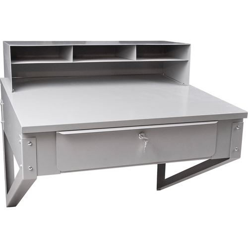 Wall-Mounted Shop Desk, 34-1/2" W x 28" D x 31" H, Grey Waymarc Industries Inc
