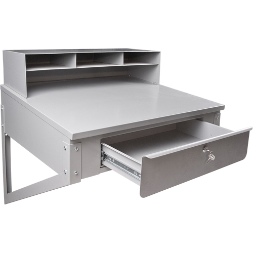Wall-Mounted Shop Desk, 34-1/2" W x 28" D x 31" H, Grey Waymarc Industries Inc