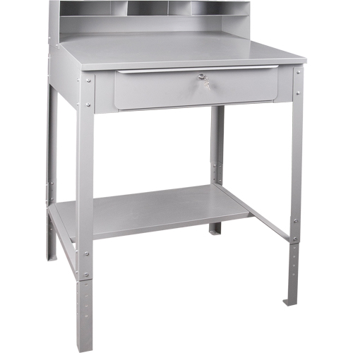 Open Floor Style Shop Desk, 34-1/2" W x 30" D x 53" H, Grey Waymarc Industries Inc