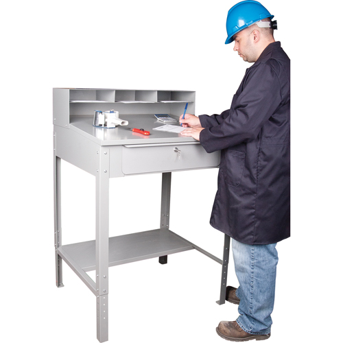 Open Floor Style Shop Desk, 34-1/2" W x 30" D x 53" H, Grey Waymarc Industries Inc