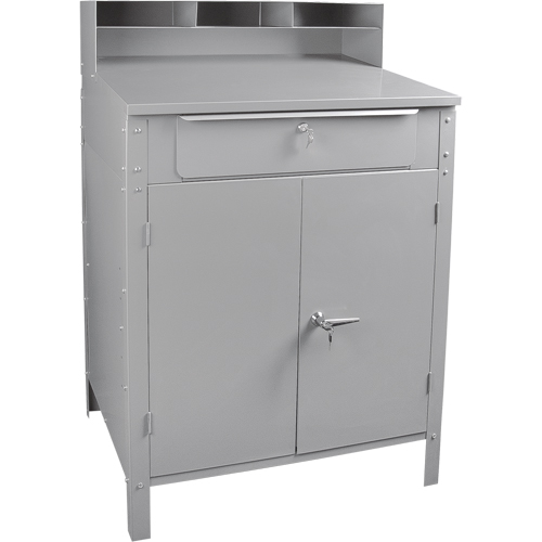 Cabinet Style Shop Desk, 34-1/2" W x 30" D x 53" H, Grey Waymarc Industries Inc
