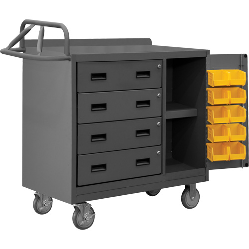 Mobile Workbench Cabinet with Bins, Steel Surface Waymarc Industries Inc