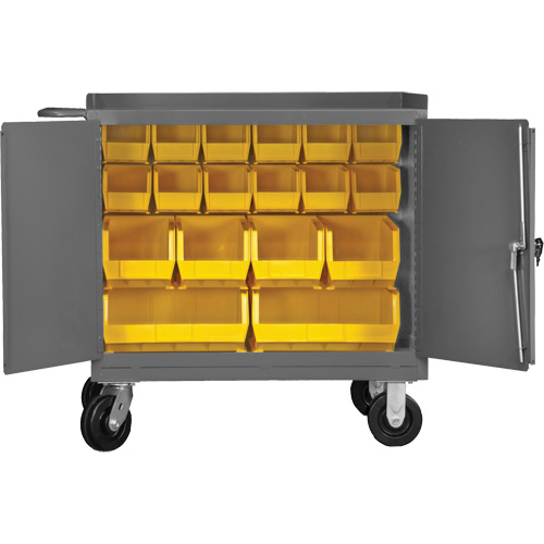Mobile Workbench Cabinet with Bins, Steel Surface Waymarc Industries Inc