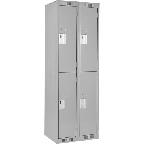 Clean Line Lockers, 2 -tier, Bank of 2, 24" x 18" x 72", Steel, Grey, Rivet (Assembled) Waymarc Industries Inc