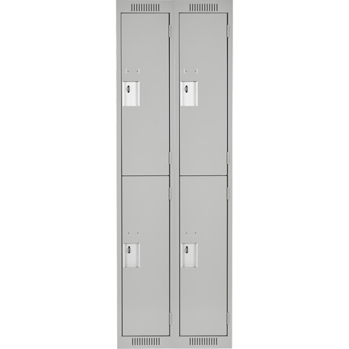 Clean Line Lockers, 2 -tier, Bank of 2, 24" x 18" x 72", Steel, Grey, Rivet (Assembled) Waymarc Industries Inc