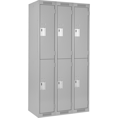 Clean Line Lockers, 2 -tier, Bank of 3, 36" x 18" x 72", Steel, Grey, Rivet (Assembled) Waymarc Industries Inc