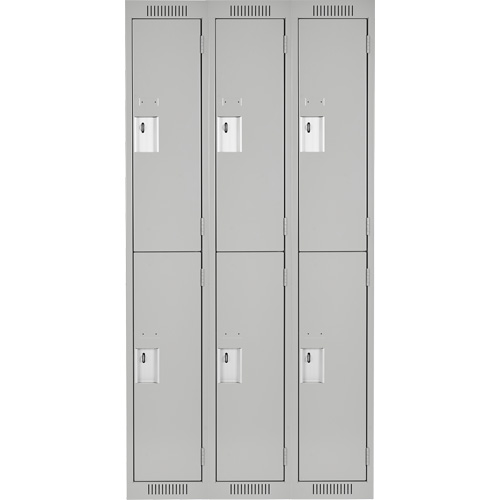 Clean Line Lockers, 2 -tier, Bank of 3, 36" x 18" x 72", Steel, Grey, Rivet (Assembled) Waymarc Industries Inc