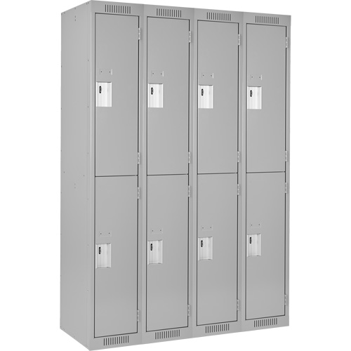 Clean Line Lockers, 2 -tier, Bank of 4, 48" x 18" x 72", Steel, Grey, Rivet (Assembled) Waymarc Industries Inc
