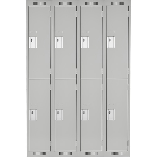Clean Line Lockers, 2 -tier, Bank of 4, 48" x 18" x 72", Steel, Grey, Rivet (Assembled) Waymarc Industries Inc