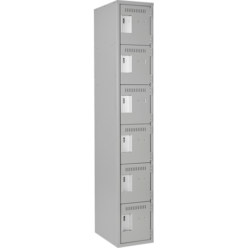 Clean Line Lockerettes, 6 -tier, 12" x 18" x 72", Steel, Grey, Rivet (Assembled) Waymarc Industries Inc