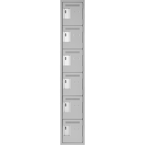 Clean Line Lockerettes, 6 -tier, 12" x 18" x 72", Steel, Grey, Rivet (Assembled) Waymarc Industries Inc