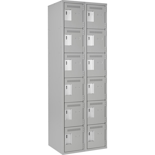 Clean Line Lockerettes, 6 -tier, Bank of 2, 24" x 18" x 72", Steel, Grey, Rivet (Assembled) Waymarc Industries Inc