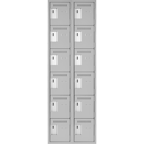 Clean Line Lockerettes, 6 -tier, Bank of 2, 24" x 18" x 72", Steel, Grey, Rivet (Assembled) Waymarc Industries Inc