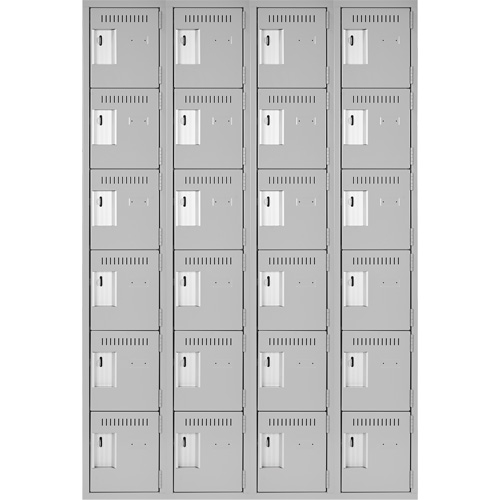 Clean Line Lockerettes, 6 -tier, Bank of 4, 48" x 18" x 72", Steel, Grey, Rivet (Assembled) Waymarc Industries Inc