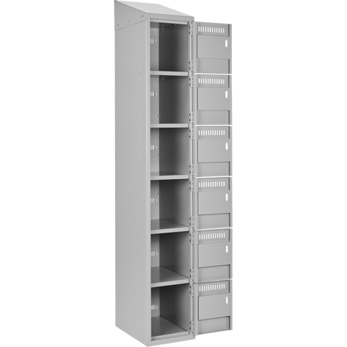 Clean Line Lockerette , 6 -tier, Bank of 4, 48" x 18" x 78", Steel, Grey, Rivet (Assembled) Waymarc Industries Inc