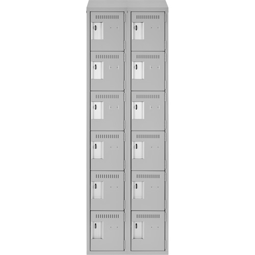 Clean Line Lockerette , 6 -tier, Bank of 2, 24" x 18" x 78", Steel, Grey, Rivet (Assembled) Waymarc Industries Inc