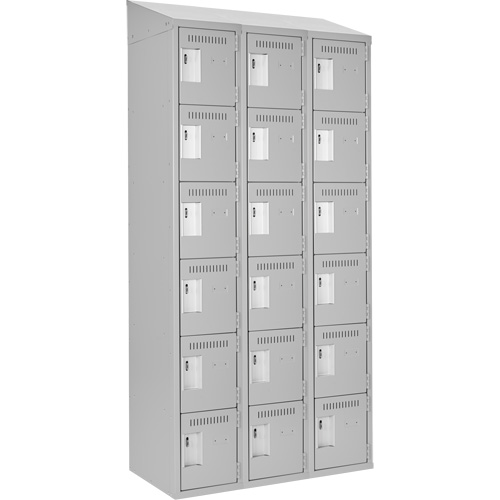 Clean Line Lockerette , 6 -tier, Bank of 3, 36" x 18" x 78", Steel, Grey, Rivet (Assembled) Waymarc Industries Inc